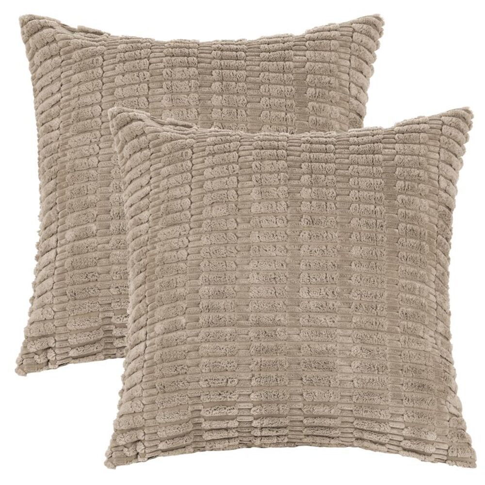 2pcs Corduroy Decorative Throw Pillow Covers Modern 18 x 18 Inch Brown